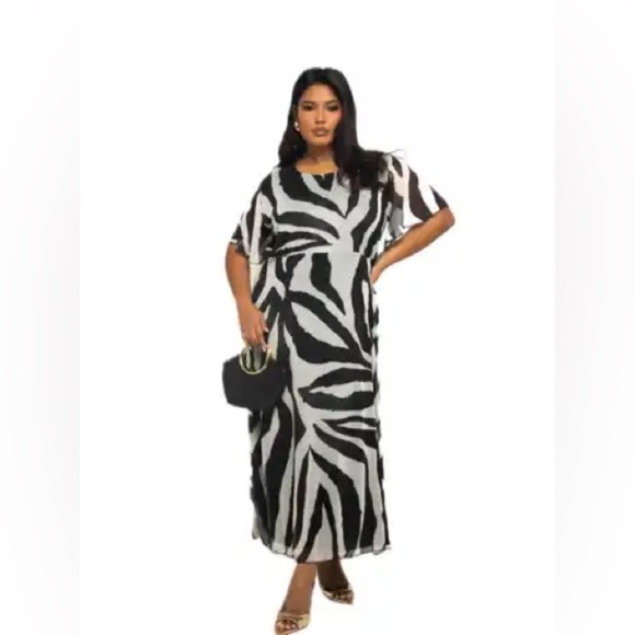 NWT new. fashion szn plus size zebra mesh maxi dress size 14 - Picture 1 of 7